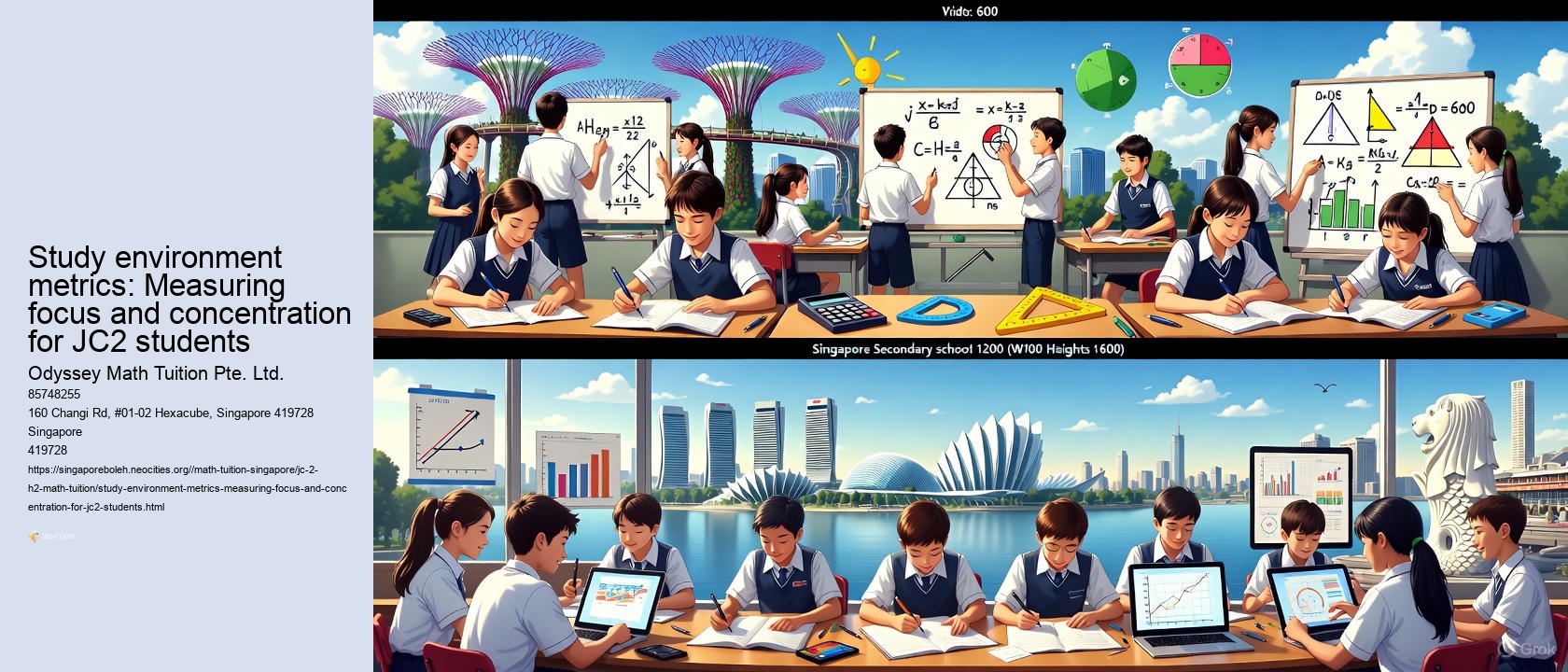Study environment metrics: Measuring focus and concentration for JC2 students